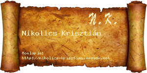 Nikolics Krisztián névjegykártya